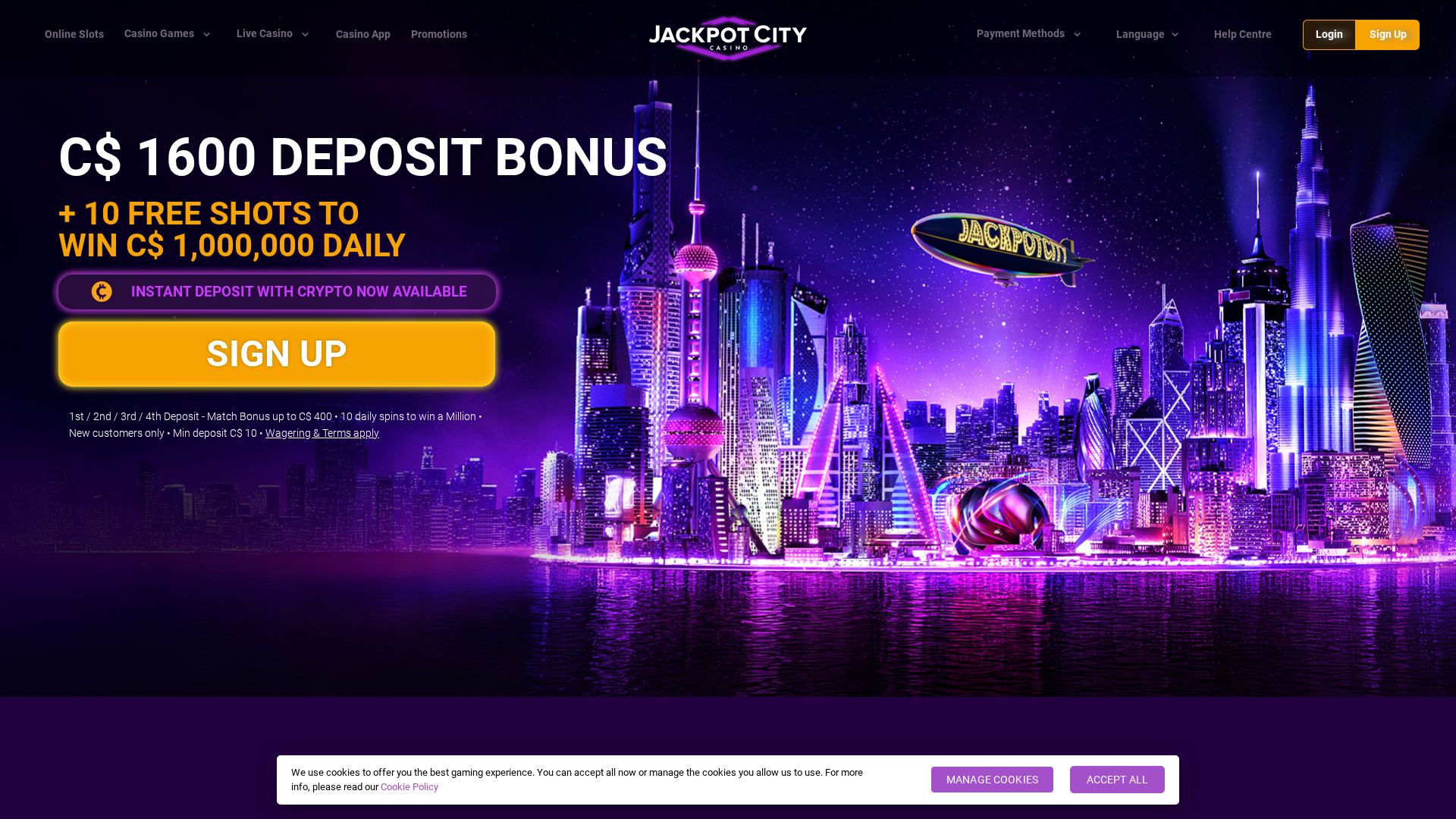 Jackpot City casino lobby