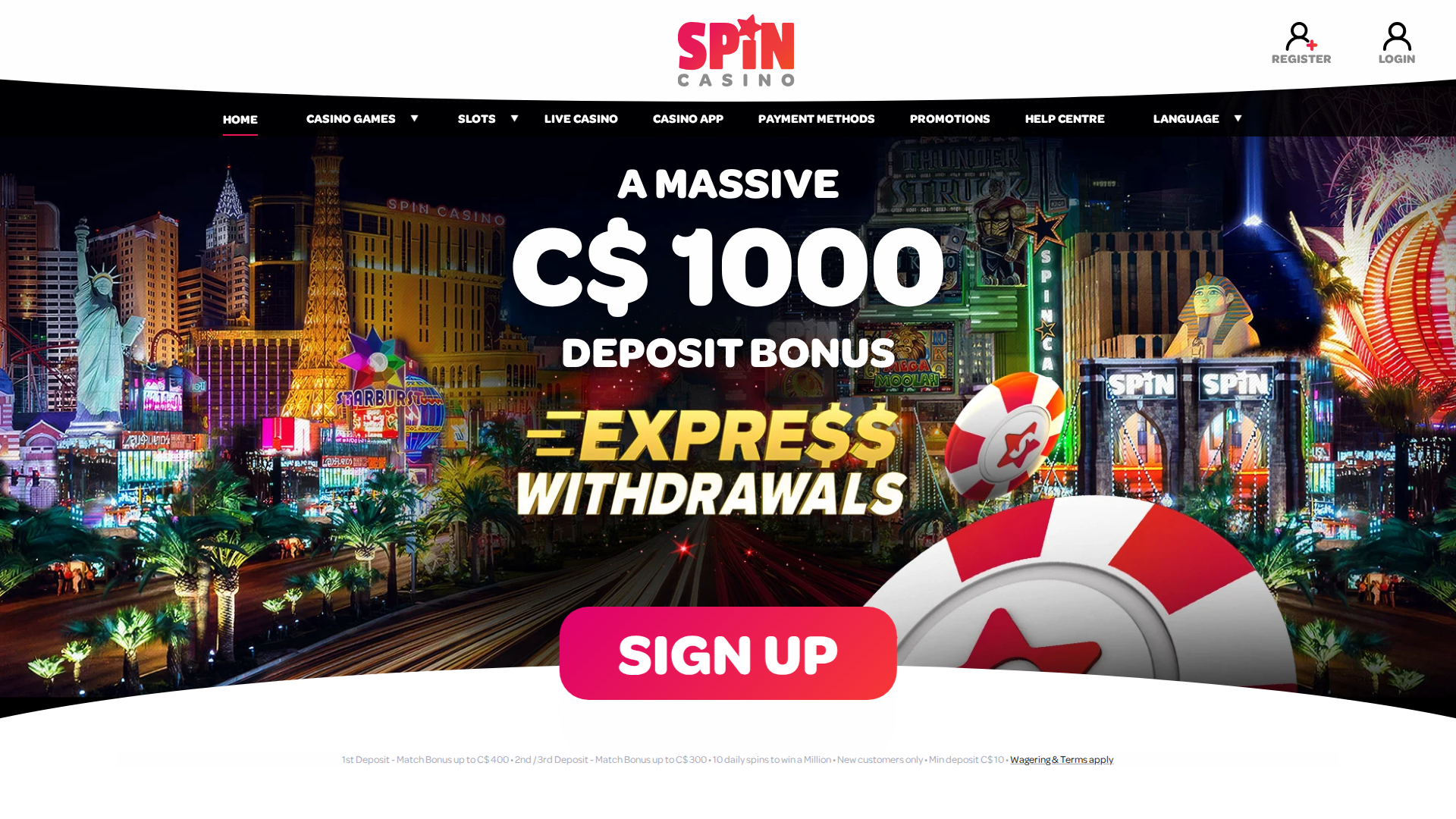 Spin Casino lobby